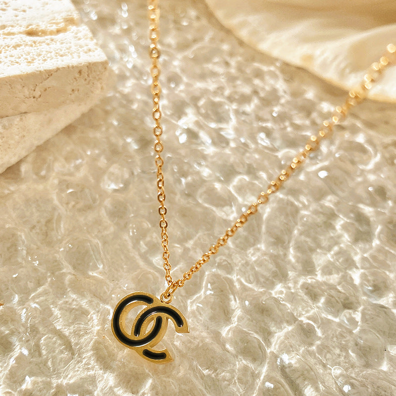 Minimalist Luxury Gold Plated Titanium Steel Letter Number Necklace Unisex