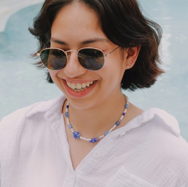 Geometric Round Stainless Steel and Resin Necklace with Starfish Shell Turtle Charms Cable Chain Unisex