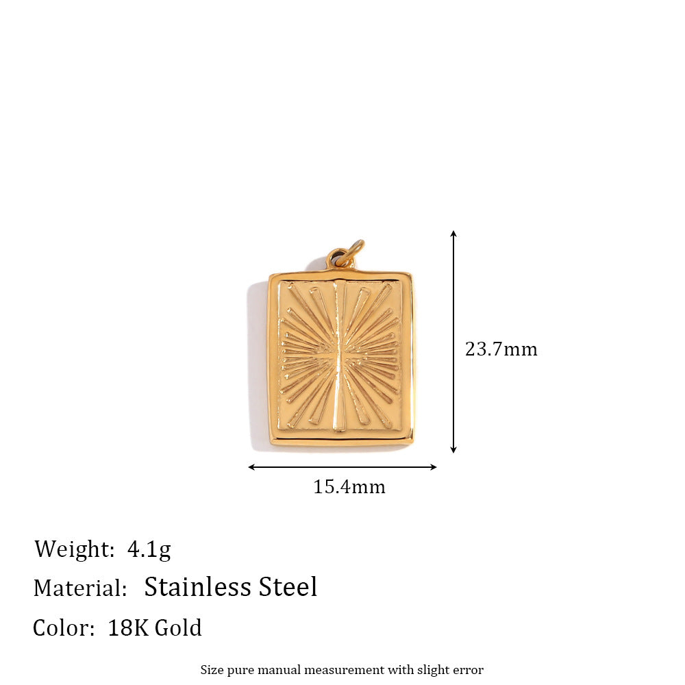 Colgante minimalista de acero inoxidable con forma de estrella, baño de oro de 18K y detalle de espejo geométrico