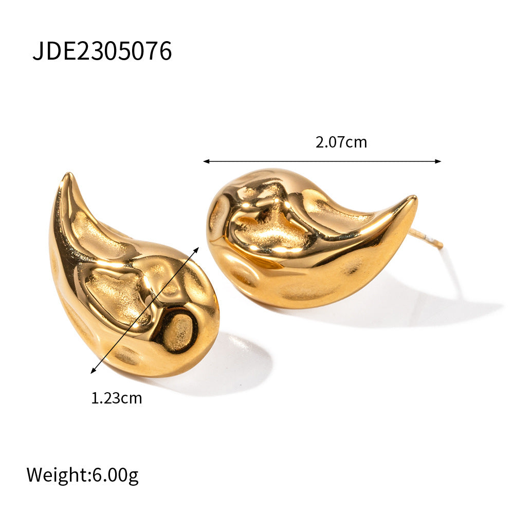 Minimalist Geometric Stainless Steel Ear Studs with 18K Gold Plating for Women