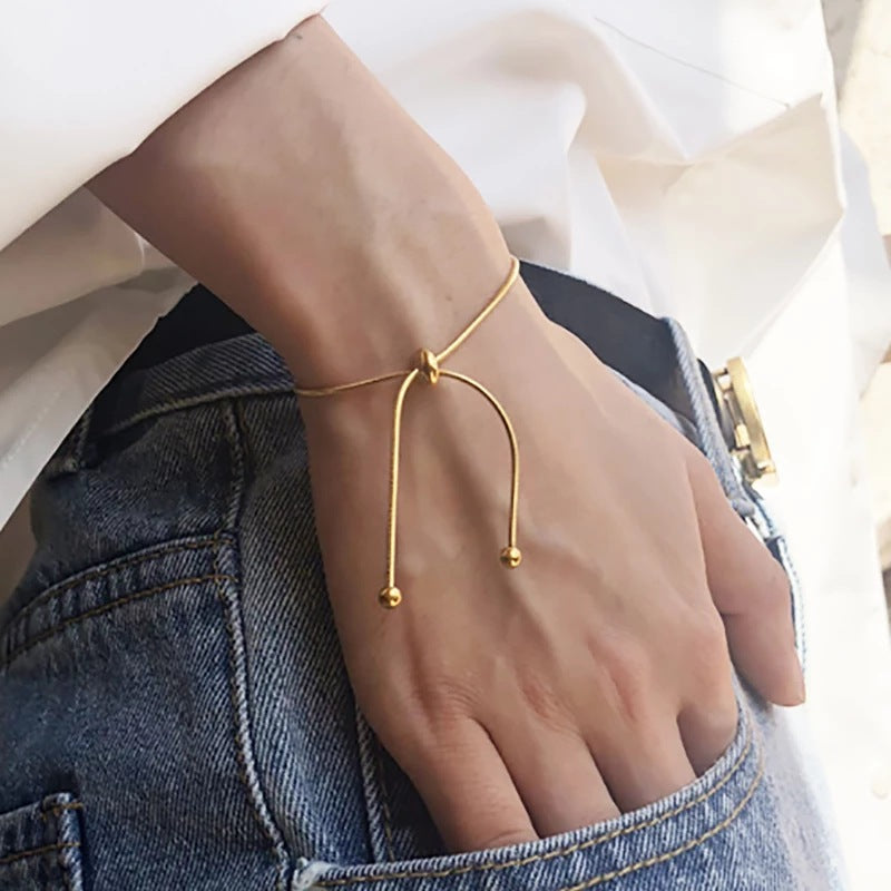 Minimalist Square Brass Plated Cable Chain Necklace with Tassel Adjustable