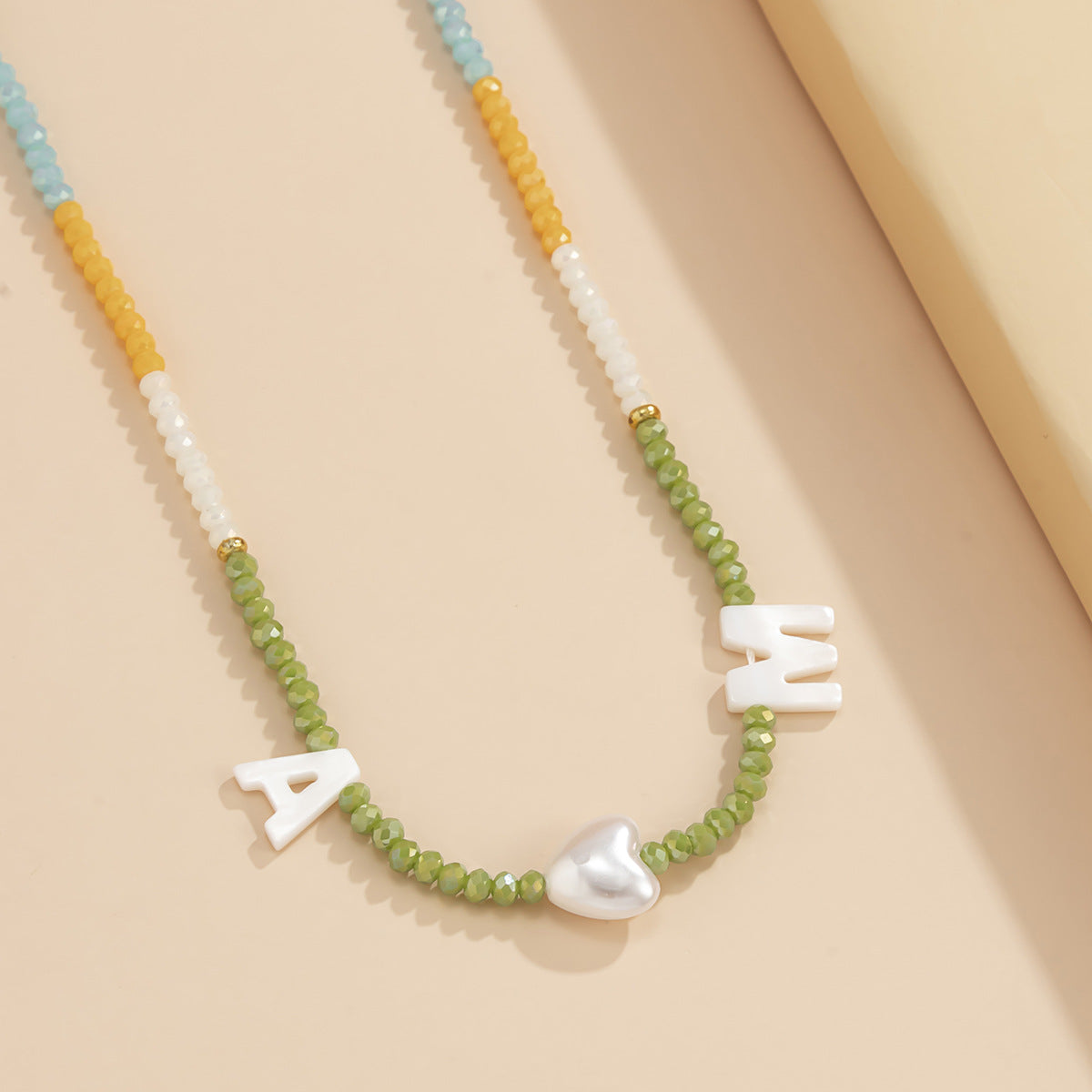 Vintage Bohemian Letter Pearl Shell Plated Necklace Snake Chain Women's Jewelry