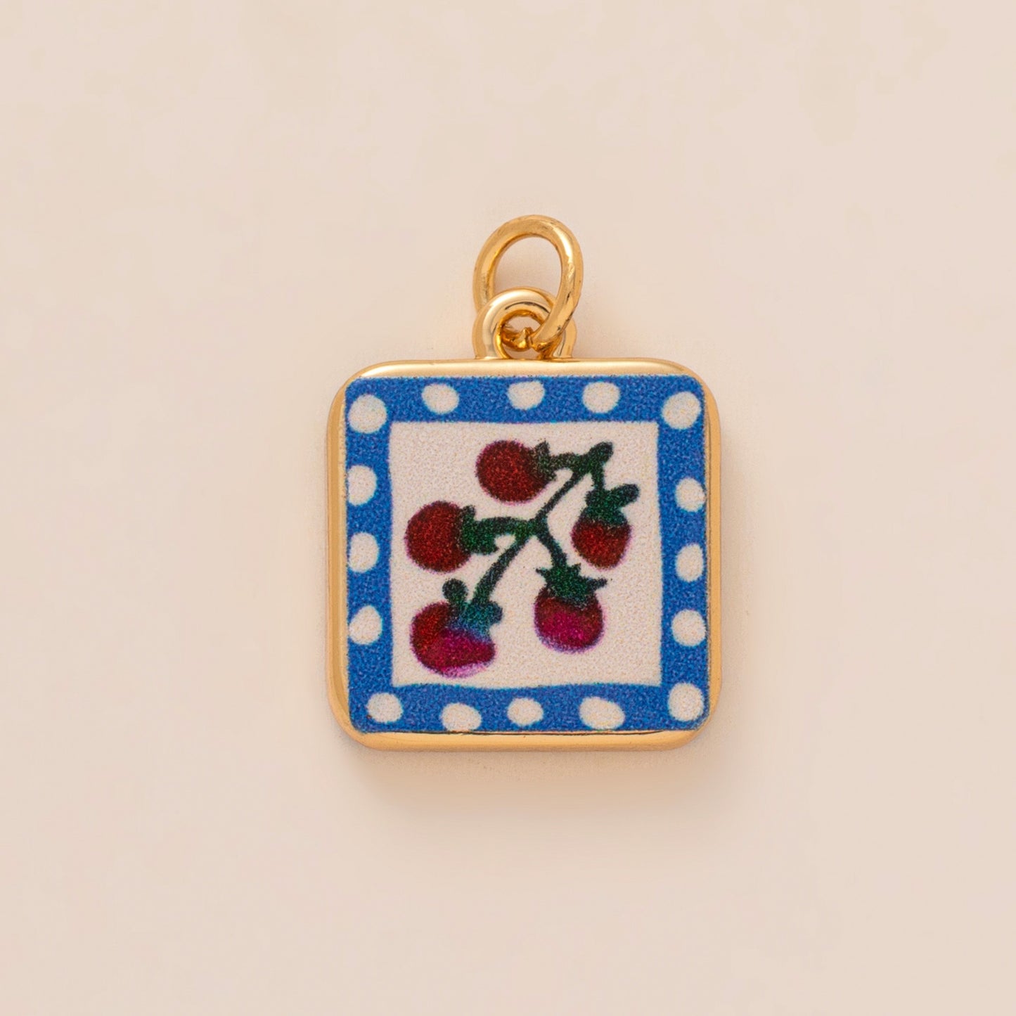 Sweet Floral Heart Brass Plated Drip Oil Charm Bar