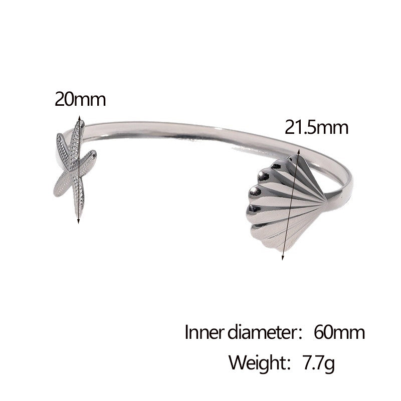 Minimalist 18K Gold Plated Stainless Steel Starfish Bracelet for Women
