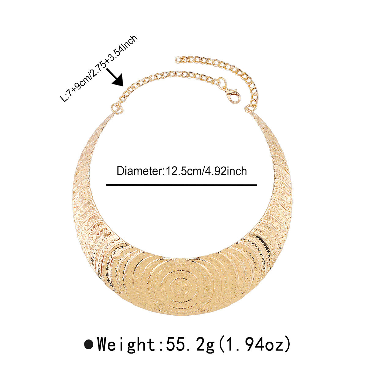 Gargantilla de hierro grabada con textura geométrica para mujer con diseño de contorno de moda