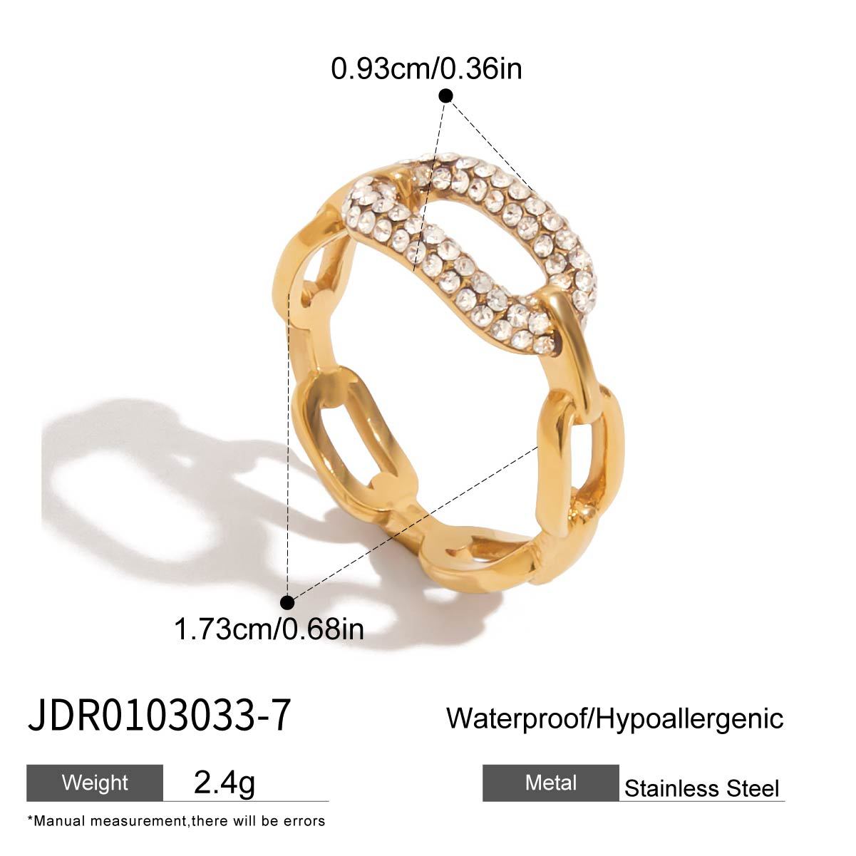 Elegant Geometric Cubic Zirconia Inlaid Plated Stainless Steel Ring for Women