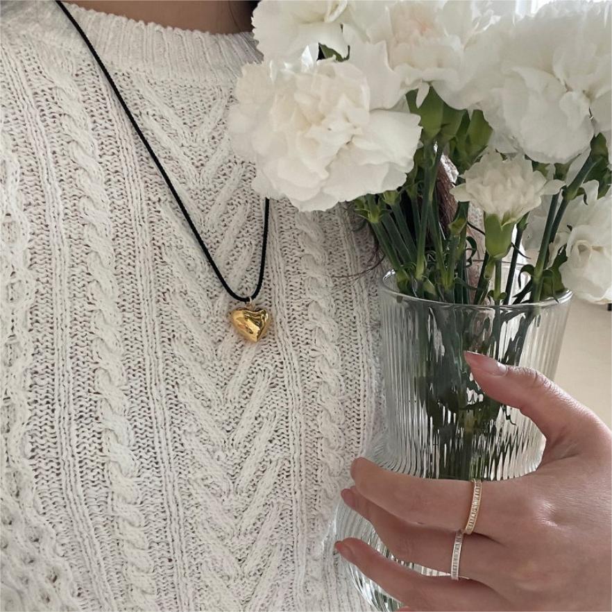 Minimalist Heart-Shaped 925 Sterling Silver Necklace with Gold Plating on Waxed Cotton Cord