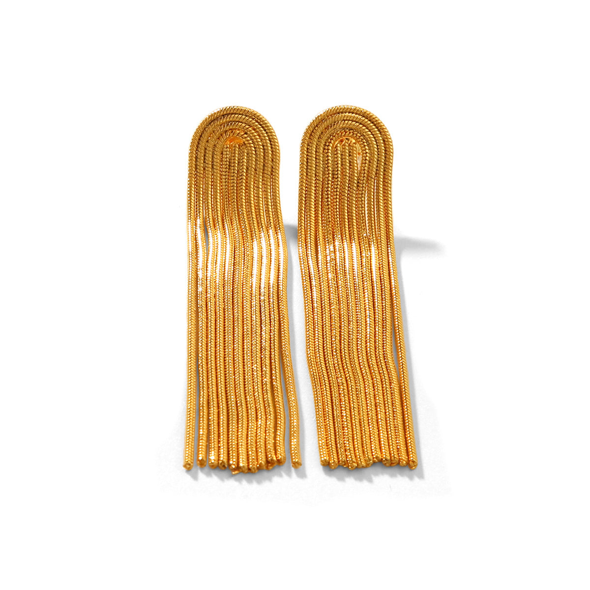 Orecchini Pendenti Lunghi Geometrici in Acciaio al Titanio Placcato Oro 18K, con Catena in Acciaio Inossidabile e Dettagli a Nappa per Donna