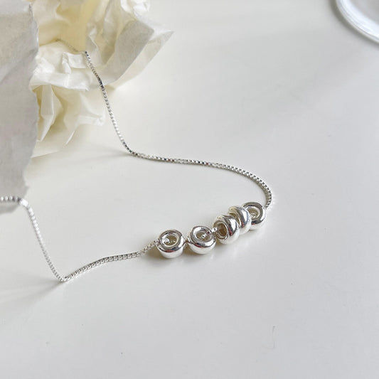 Collana a catena a serpente da donna in argento sterling 925, minimalista a forma di rombo, con finitura lucida e accento geometrico circolare
