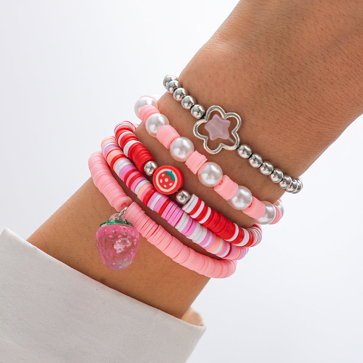 Bracciale da donna in argilla polimerica a forma di lettera in stile bohémien con finitura placcata