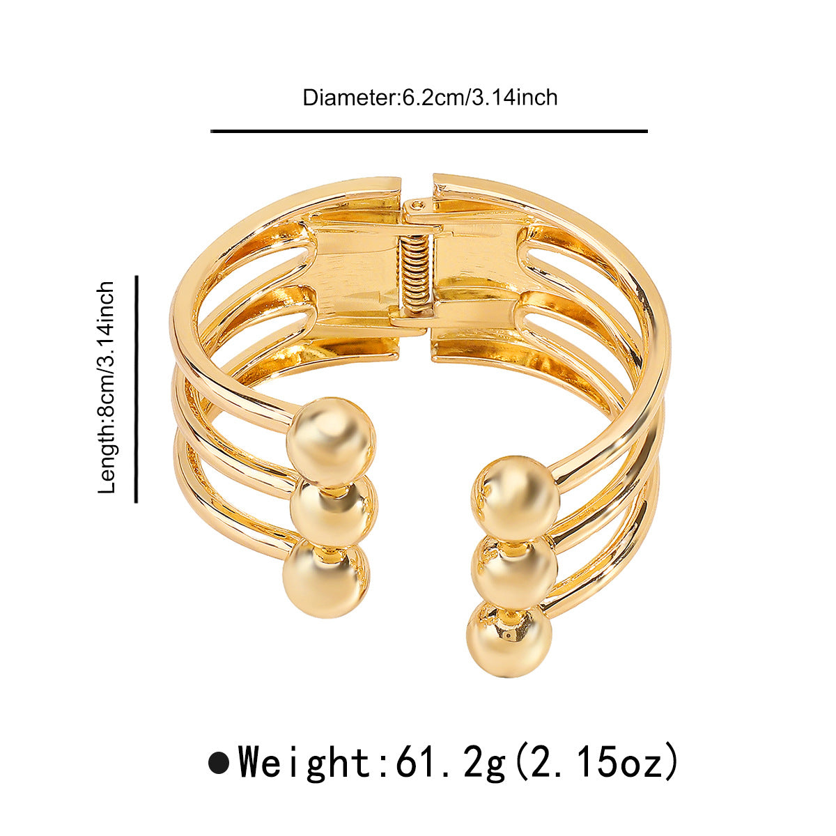 Bracciale Minimalista Geometrico in Lega con Apertura Regolabile e Finitura Lucida Placcata