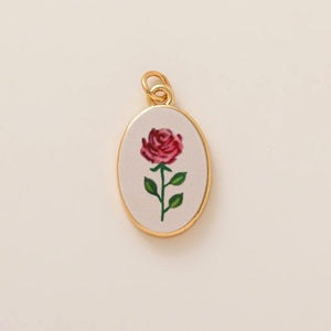 Minimalist Luxury Heart Shaped 18K Gold Plated Brass Pendant with Fruit and Floral Motifs