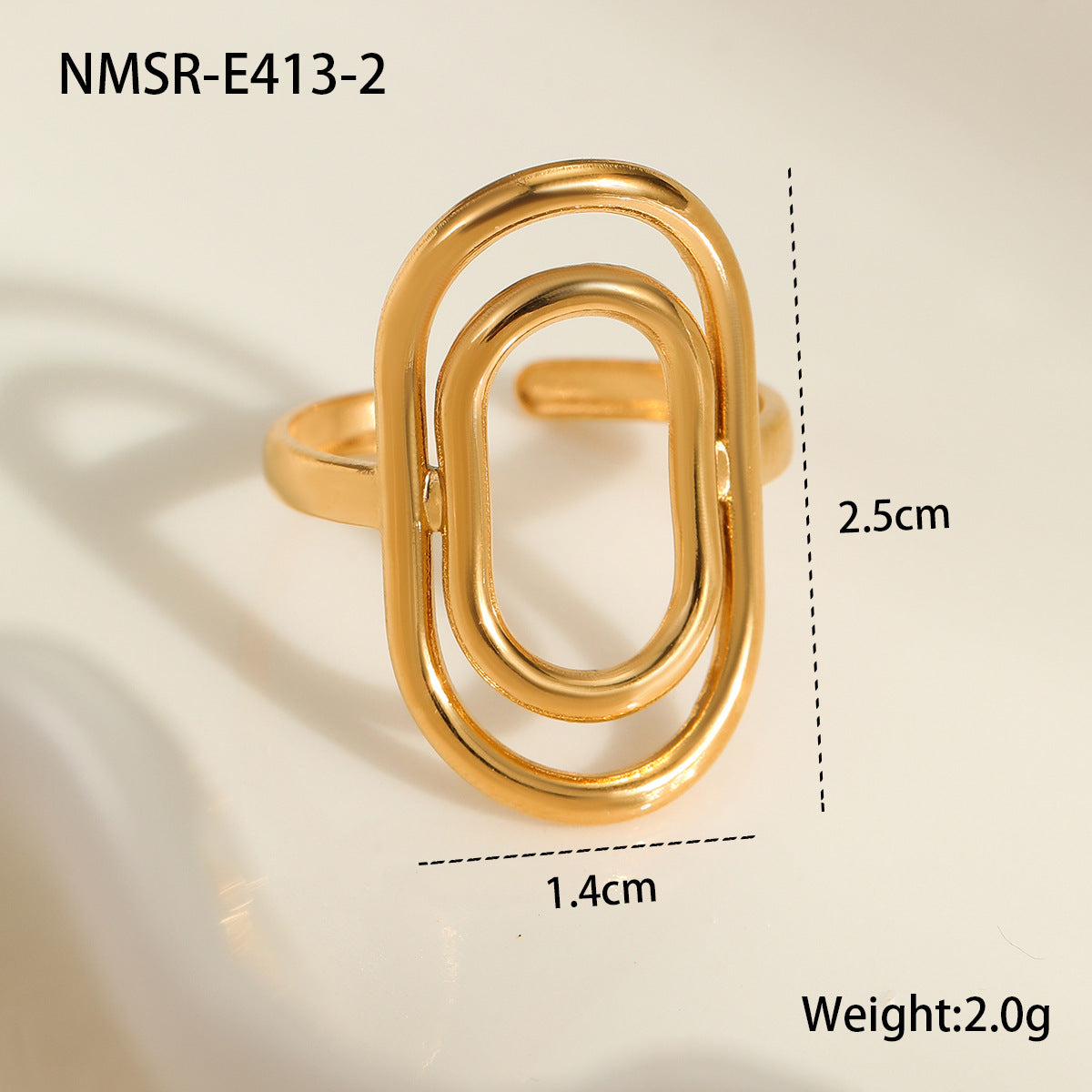 Anillo Minimalista de Acero de Titanio en Forma Geométrica con Acabado Chapado para Mujer, Anillo de Moda de Acero Inoxidable Hipoalergénico