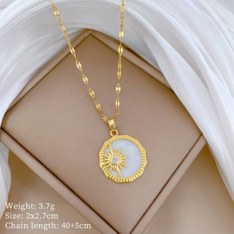Collar de titanio con diamantes de imitación, cielo estrellado geométrico, para mujer, cadena de labios minimalista, estilo dulce