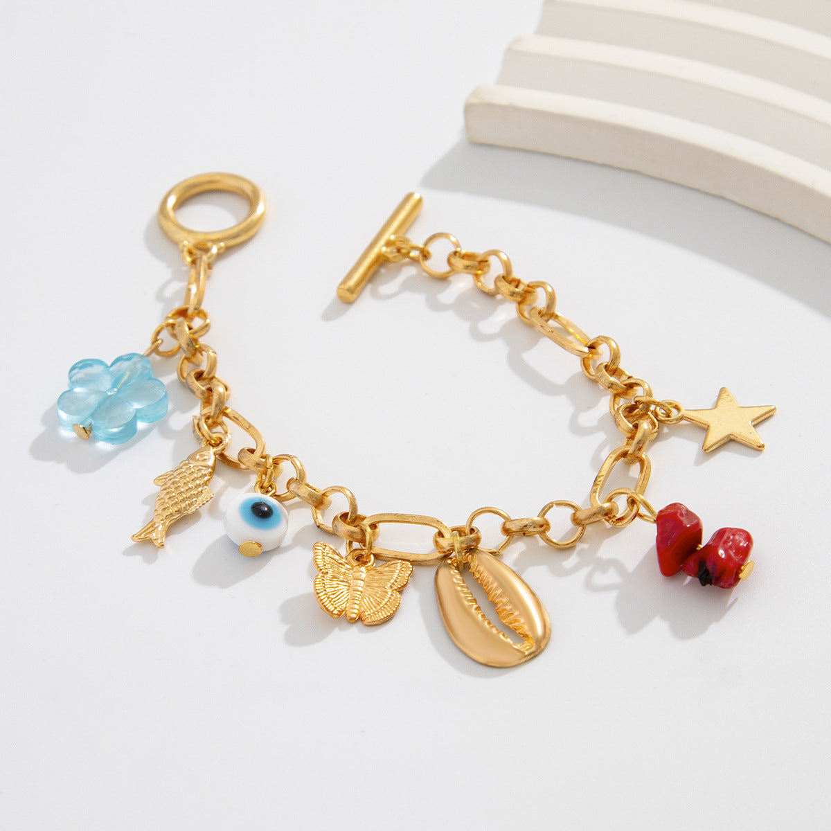 Personalized Butterfly Star Heart Imitation Pearl Alloy Bracelet with OT Clasp