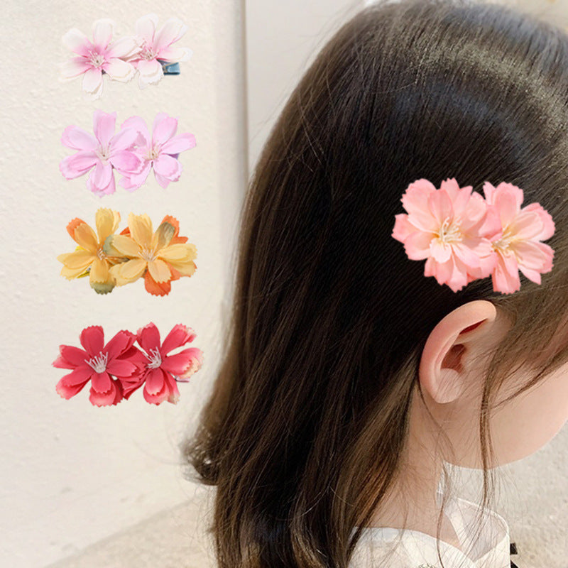 Cute Floral Hair Clip for Kids in Spring Pastel Gradient Colors with Metal Base and Flower Accent Design
