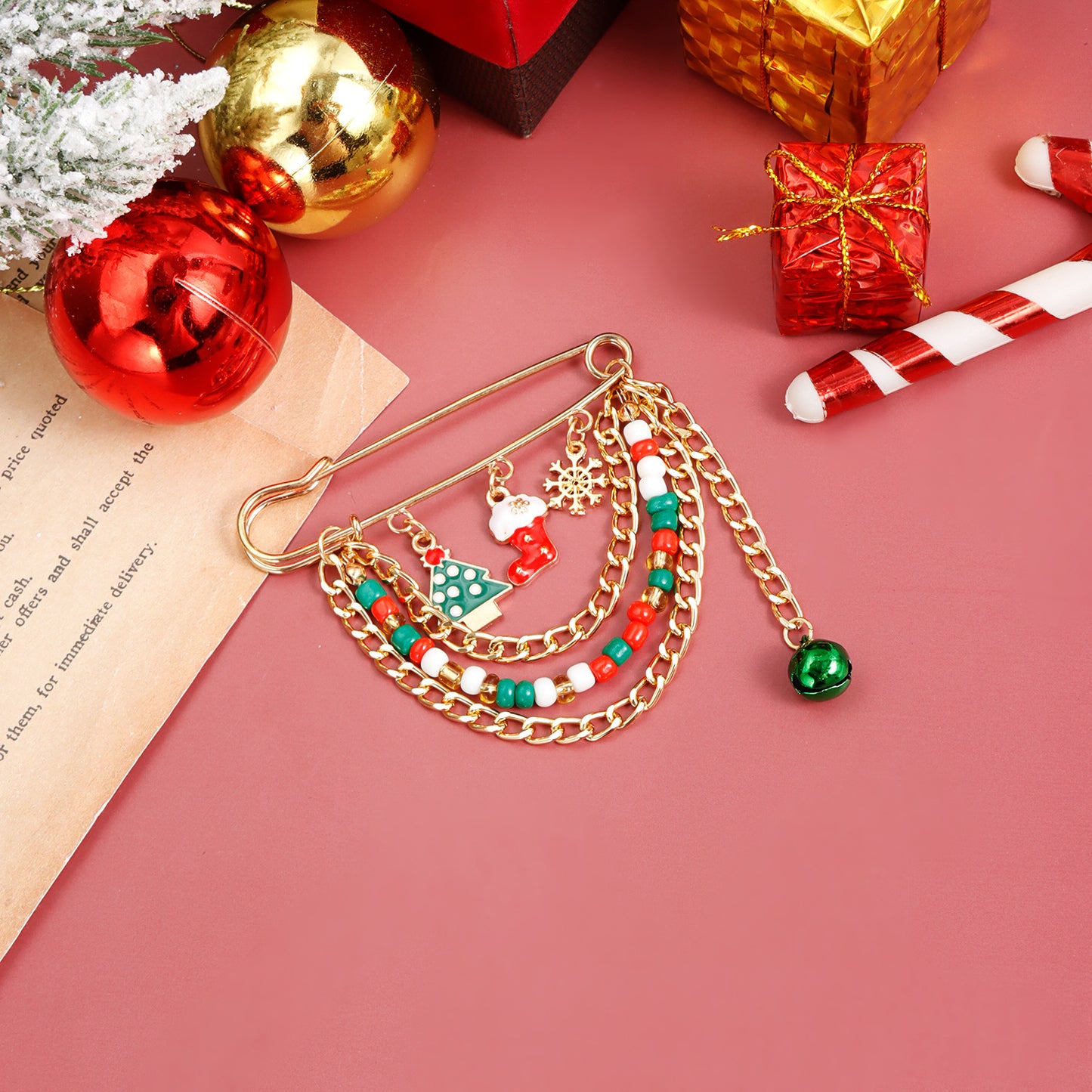 Broche Original de Aleación con Diseño Geométrico de Motivos de Copo de Nieve y Estrella para Mujer, Pin Decorativo de Navidad para Fiestas