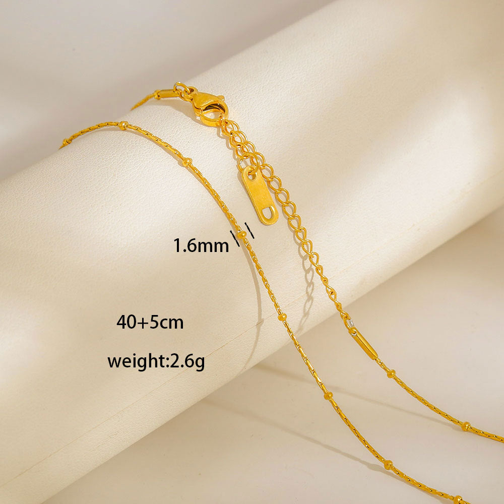 Collana con Ciondoli Geometrici Minimalisti in Acciaio al Titanio Placcato con Nappe, Charm Fai da Te per Donne