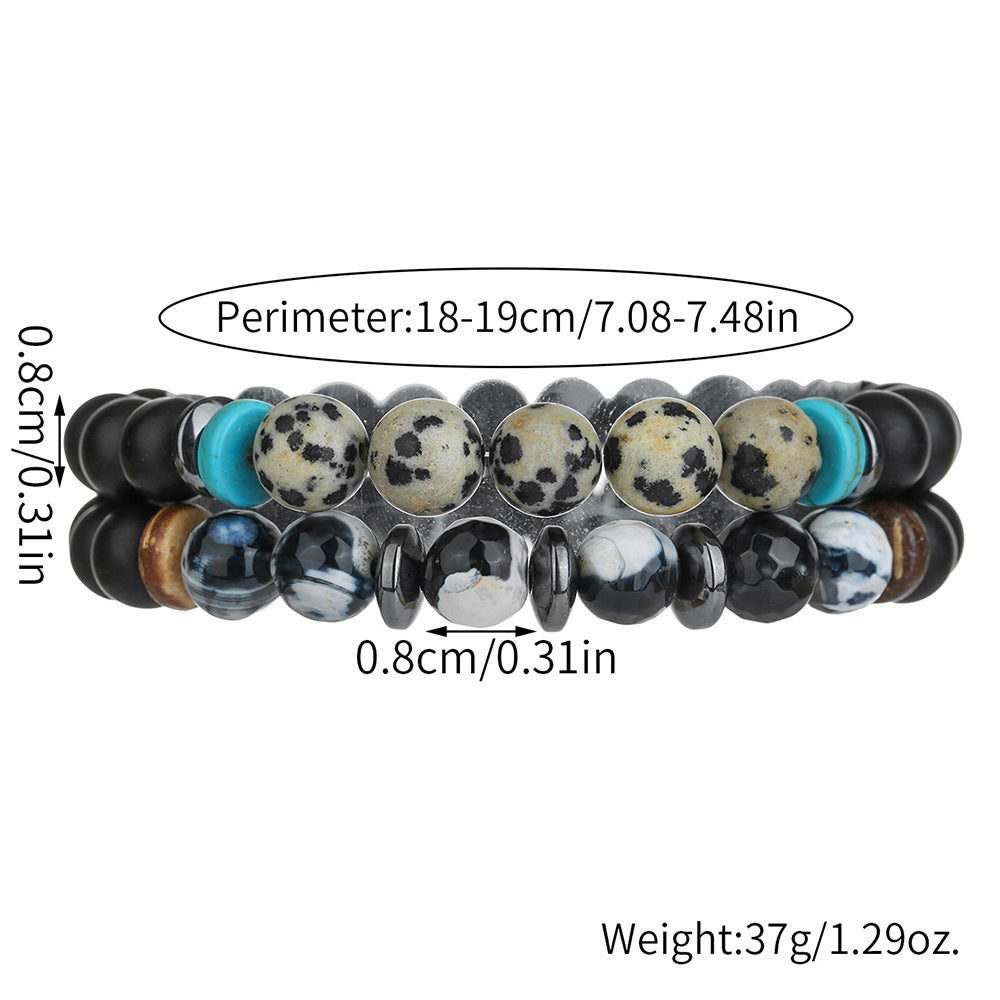 Vintage Punk Geometric Stone Beaded Bracelet Handmade Unisex Jewelry