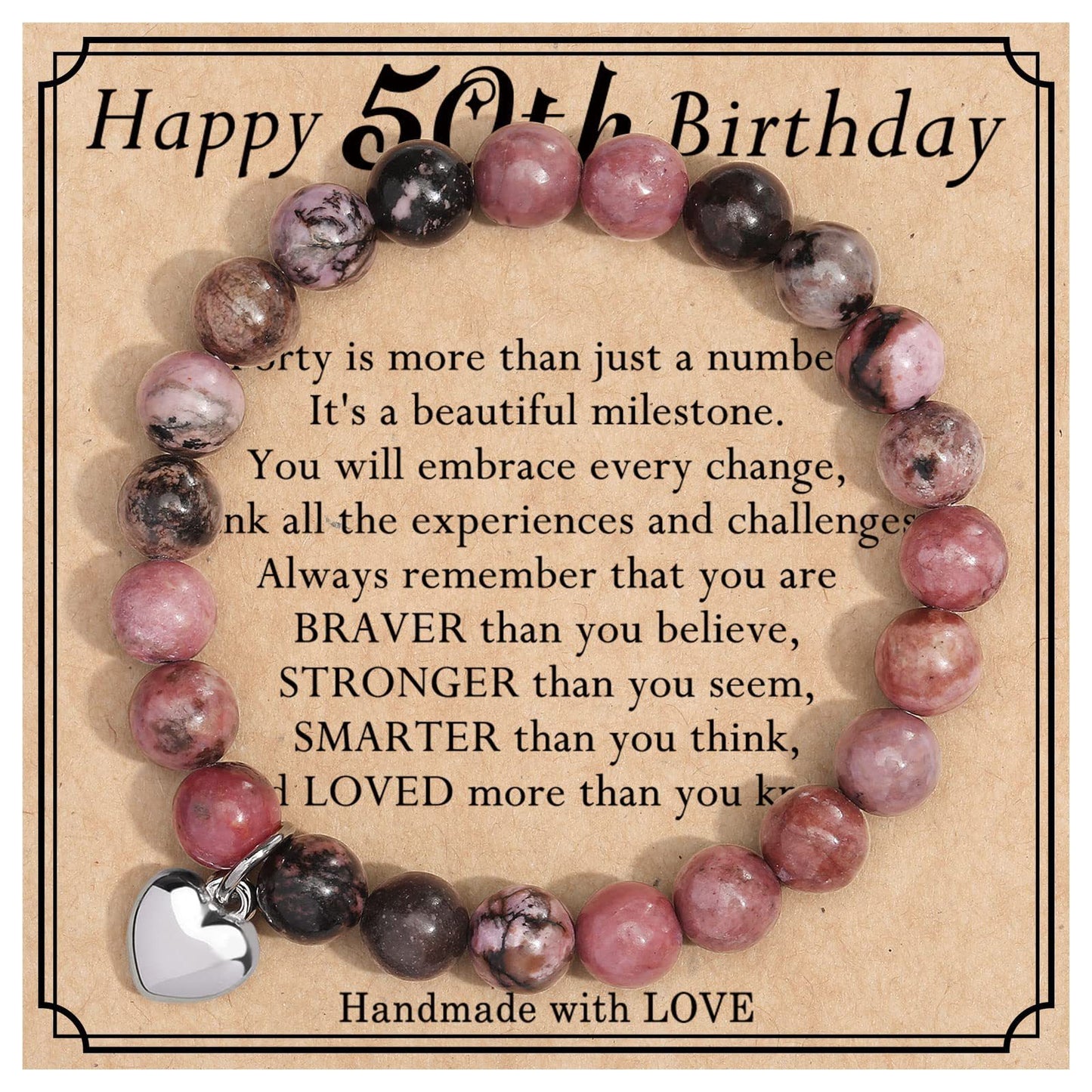 Geometric Heart Agate Beaded Bracelet for Women