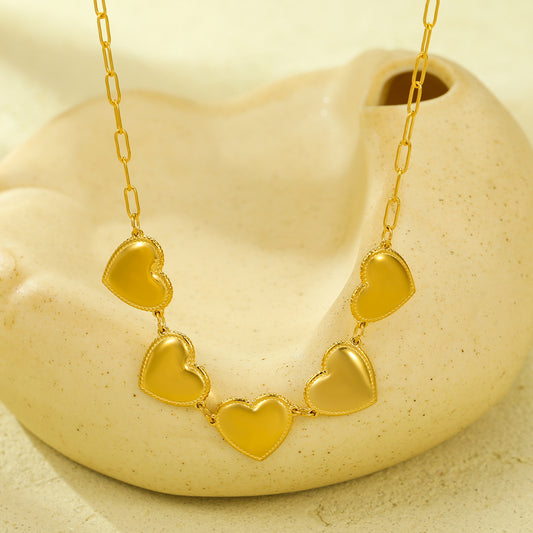Elegante collar de acero inoxidable con forma de corazón, con baño de oro de 18 quilates, para mujer