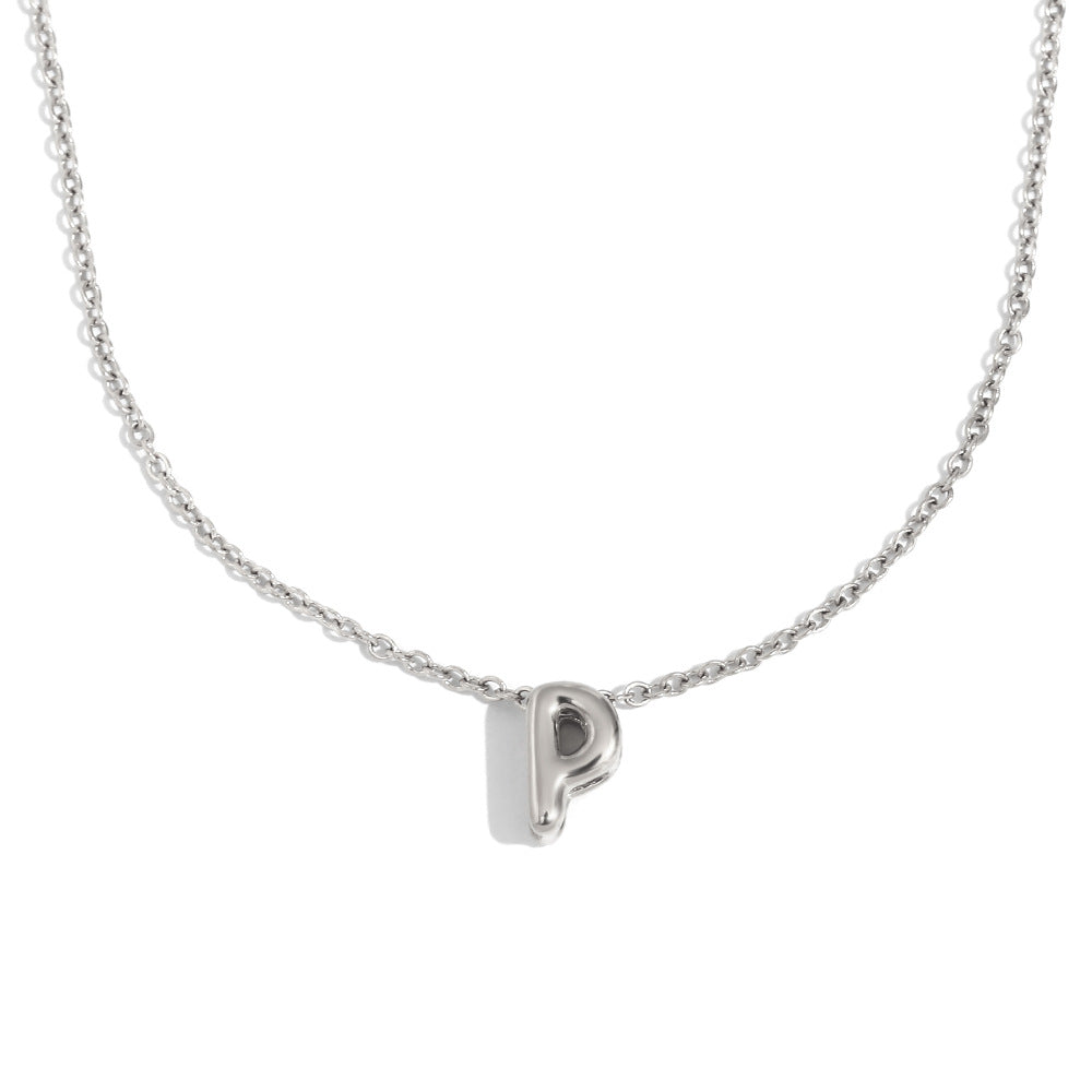 Fashionable Minimalist Letter Pendant Necklace in Stainless Steel with 18K Gold Plating for Women