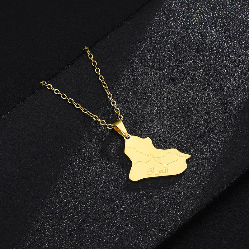 Collana con ciondolo geometrico di moda in acciaio inossidabile con charm in acciaio al titanio e finitura placcata, unisex