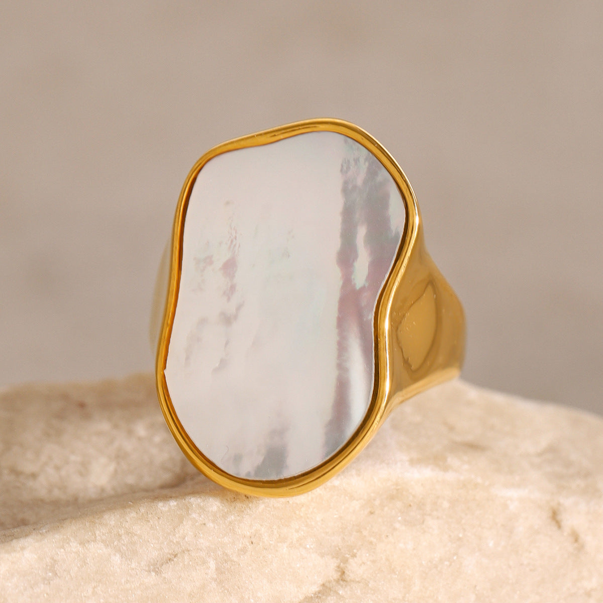 Irregular Geometric Stainless Steel Ring with Plated Finish for Women Minimalist Statement Jewelry