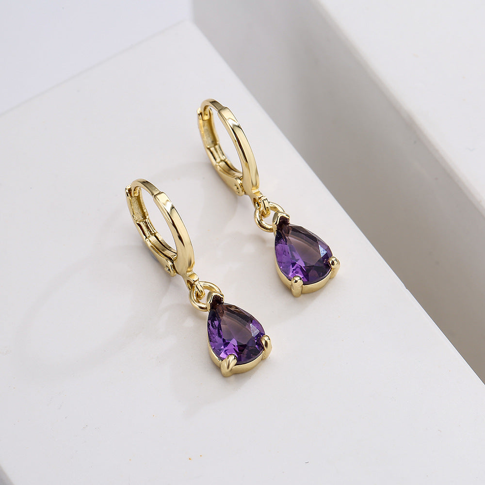 Vintage Geometric Dangle Earrings in Copper with Real Gold Plating and Micro-Pavé Zirconia for Women