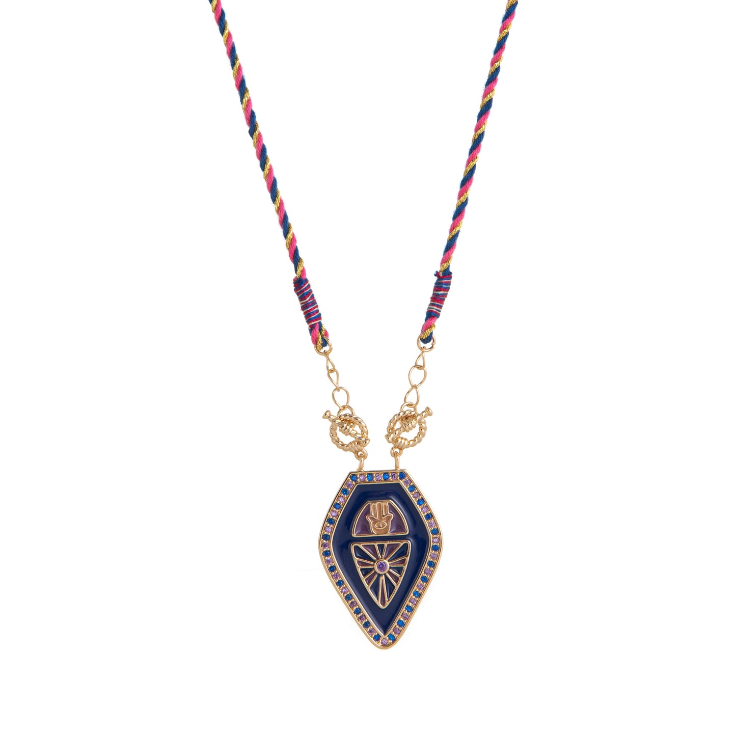 Minimalist Tarot Card Pendant Necklace for Women with Enamel Finish and Zircon Inlay on Gold-Plated Copper Chain
