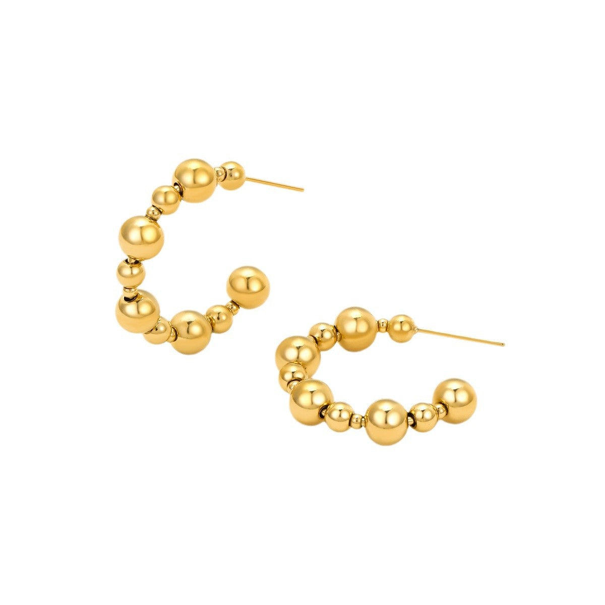 Minimalist Stainless Steel C-Shaped Stud Earrings with Polished Finish for Women