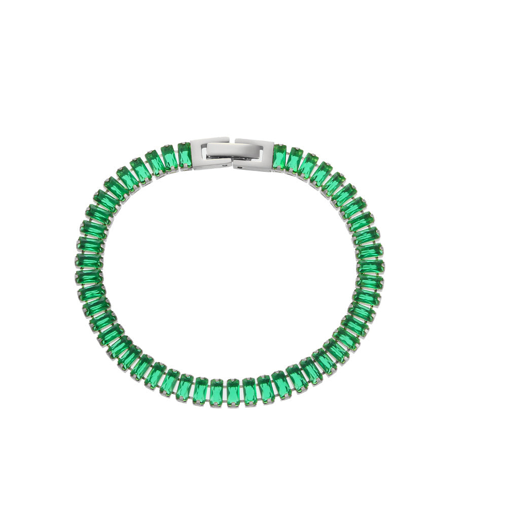 Bracciale e Collana Minimalisti Geometrici in Acciaio Inossidabile Placcato Oro 18K con Zirconi Micro-Incastonati