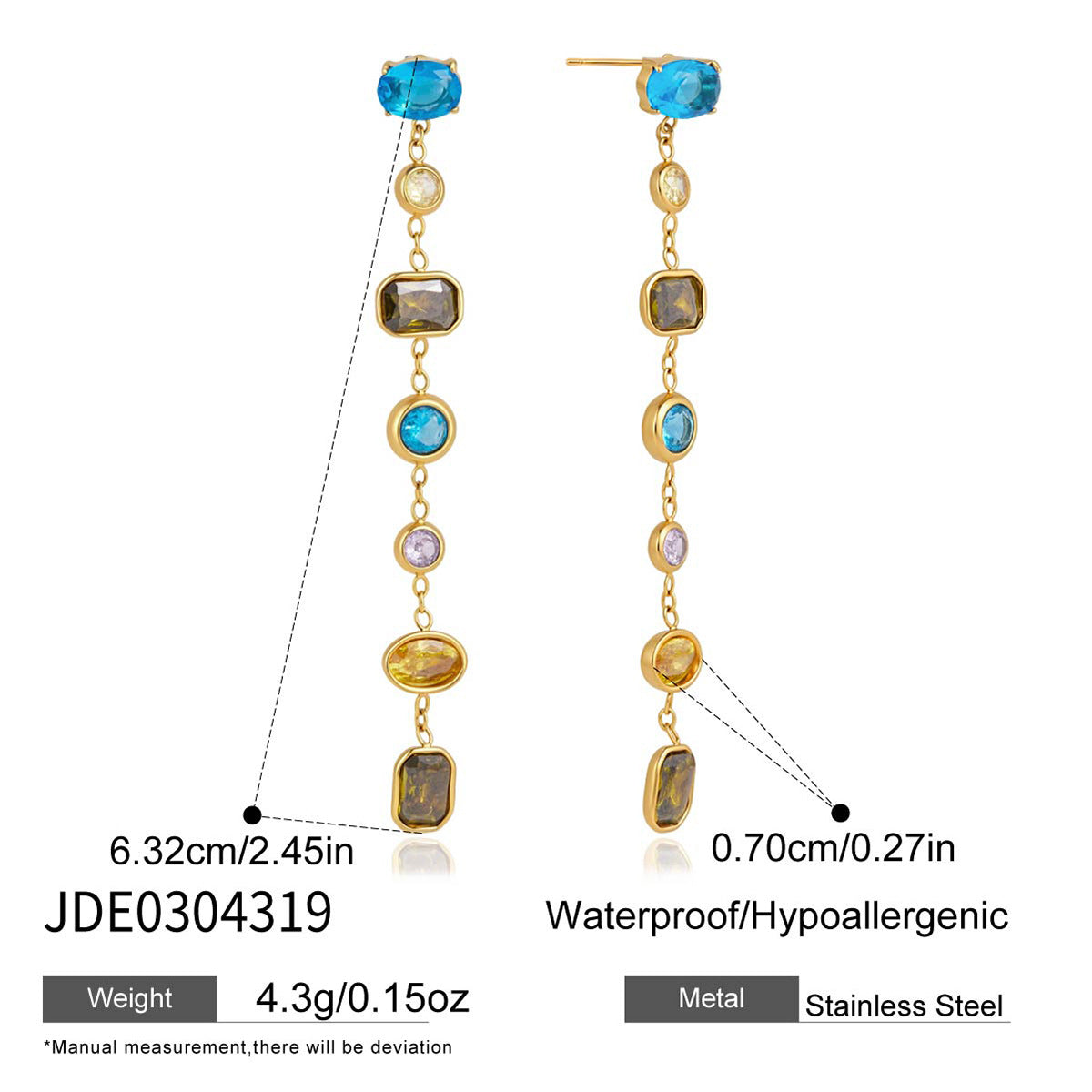 Elegant Geometric Stainless Steel Plated Cubic Zirconia Tassel Earrings for Women