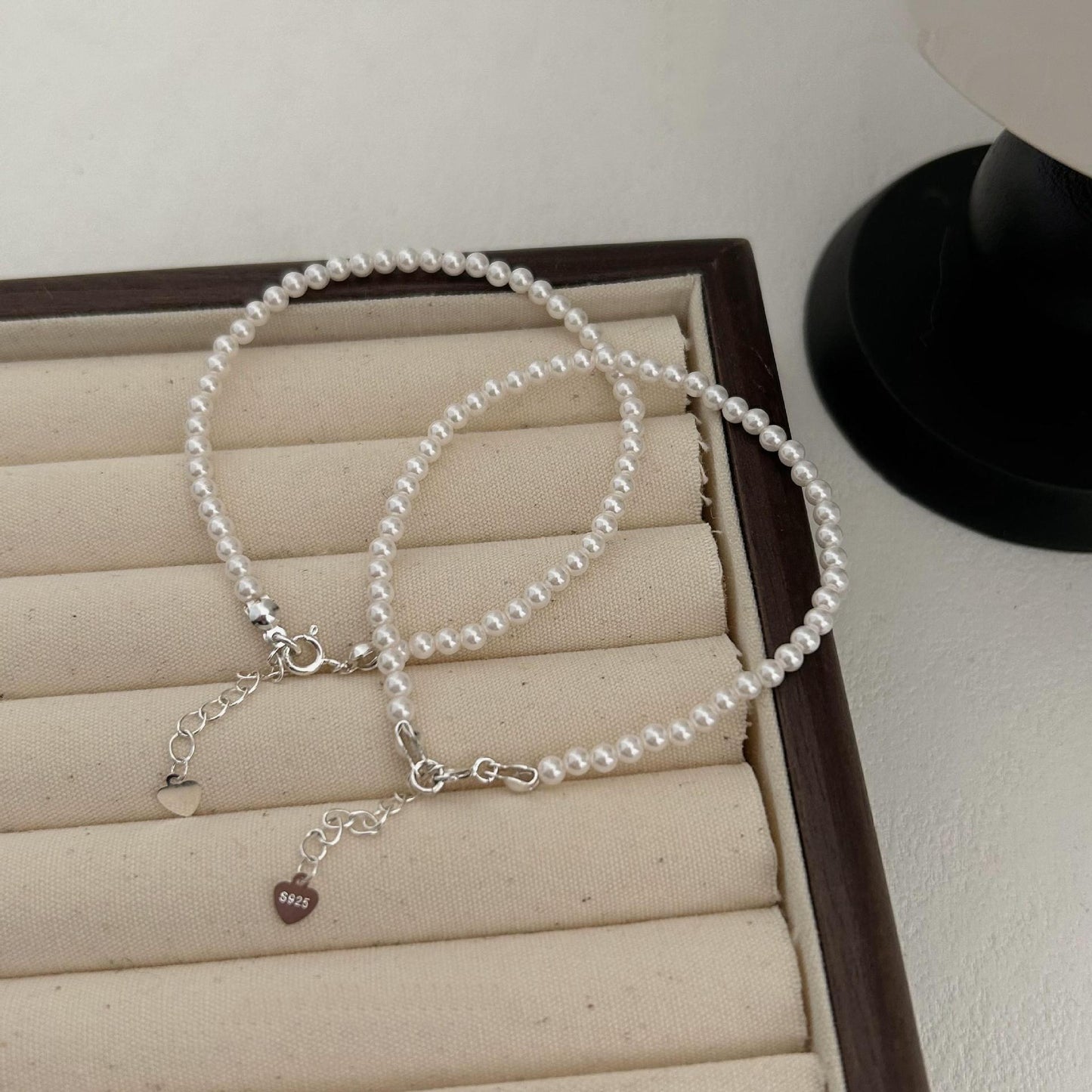 Minimalist Fresh Sweet S925 Sterling Silver Pearl Bracelet with Handmade Finish