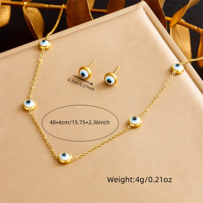 Fashion Office Chic Plated Stainless Steel Necklace Earrings Bracelet Set