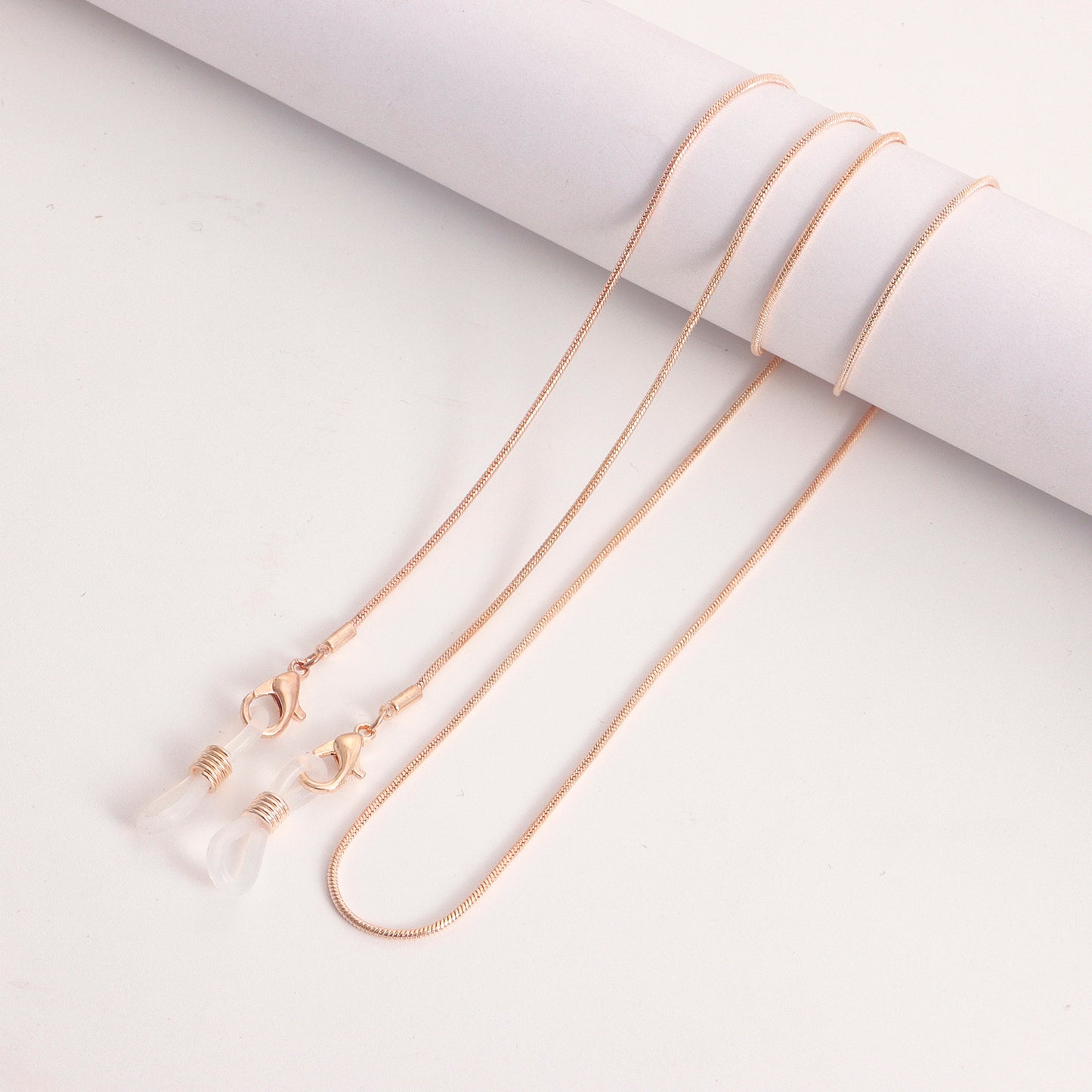 Minimalist Geometric Alloy Mask and Glasses Chain