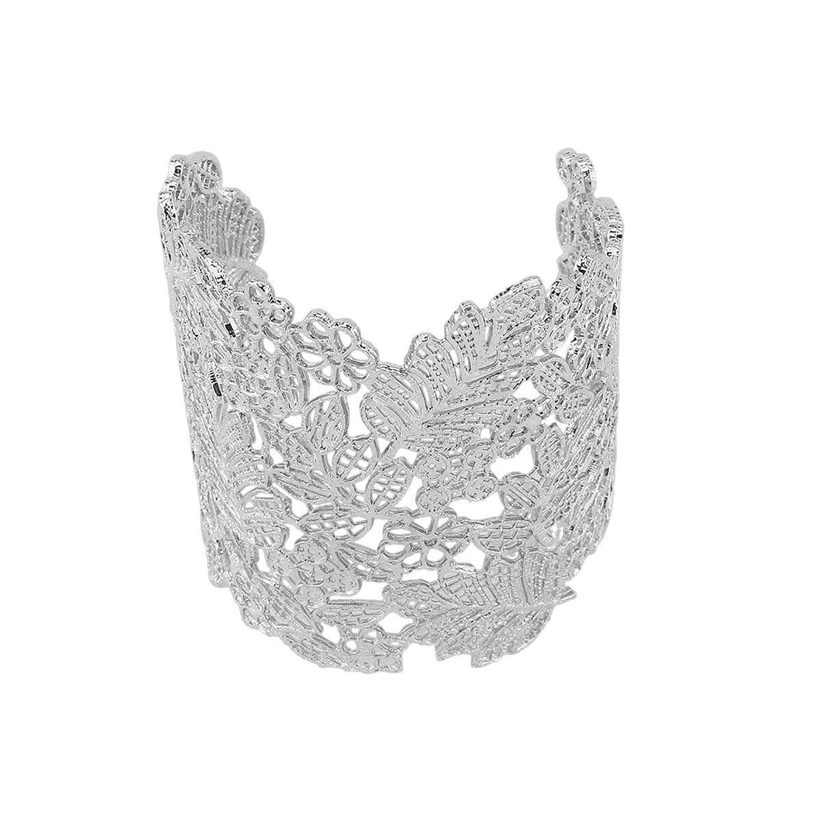 Bracciale rigido aperto minimalista di lusso con foglie e fiori per donna in lega con finitura placcata