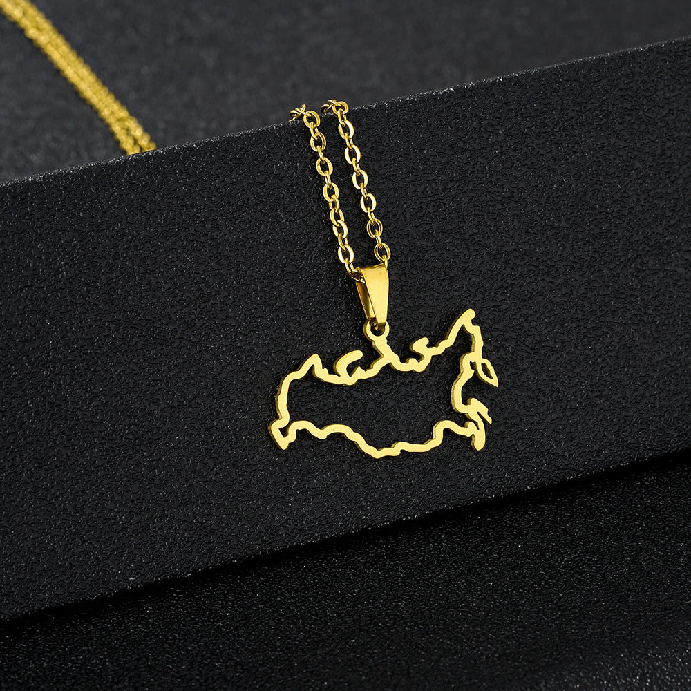 Collana con Ciondolo Geometrico Minimalista in Acciaio Inossidabile con Charm in Acciaio al Titanio e Finitura Placcata, Unisex