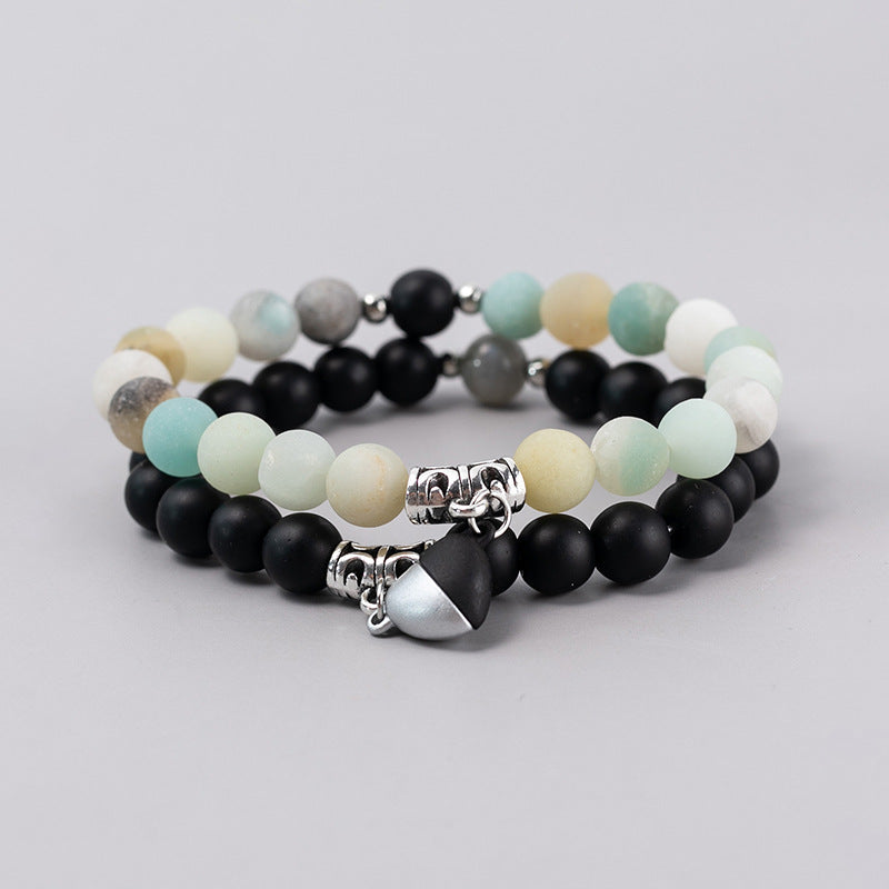 Minimalist Heart Agate Plated Bracelet Set for Unisex