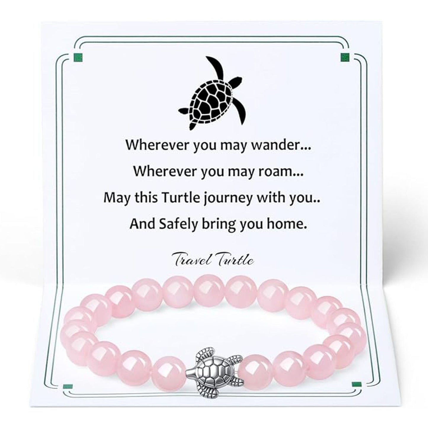 Unisex Tiger Eye Amethyst Rose Quartz Turtle Beaded Bracelet