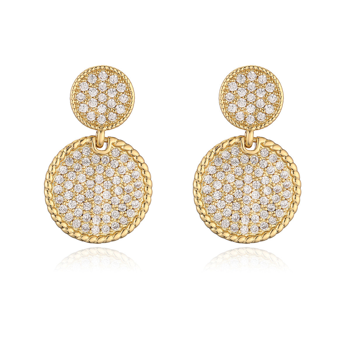 Minimalist Geometric Copper Earrings with 18K Gold Plating and Zircon Heart Accents for Women