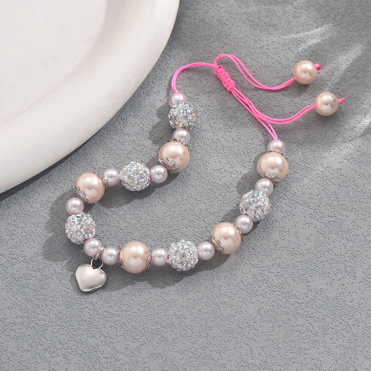 Pulsera minimalista de perlas para mujer con diseño de corazón geométrico, cuentas de piedra natural, brazalete tejido a mano para uso diario