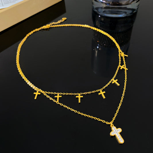 Minimalist Geometric Cross Titanium Steel Plated Necklace for Unisex
