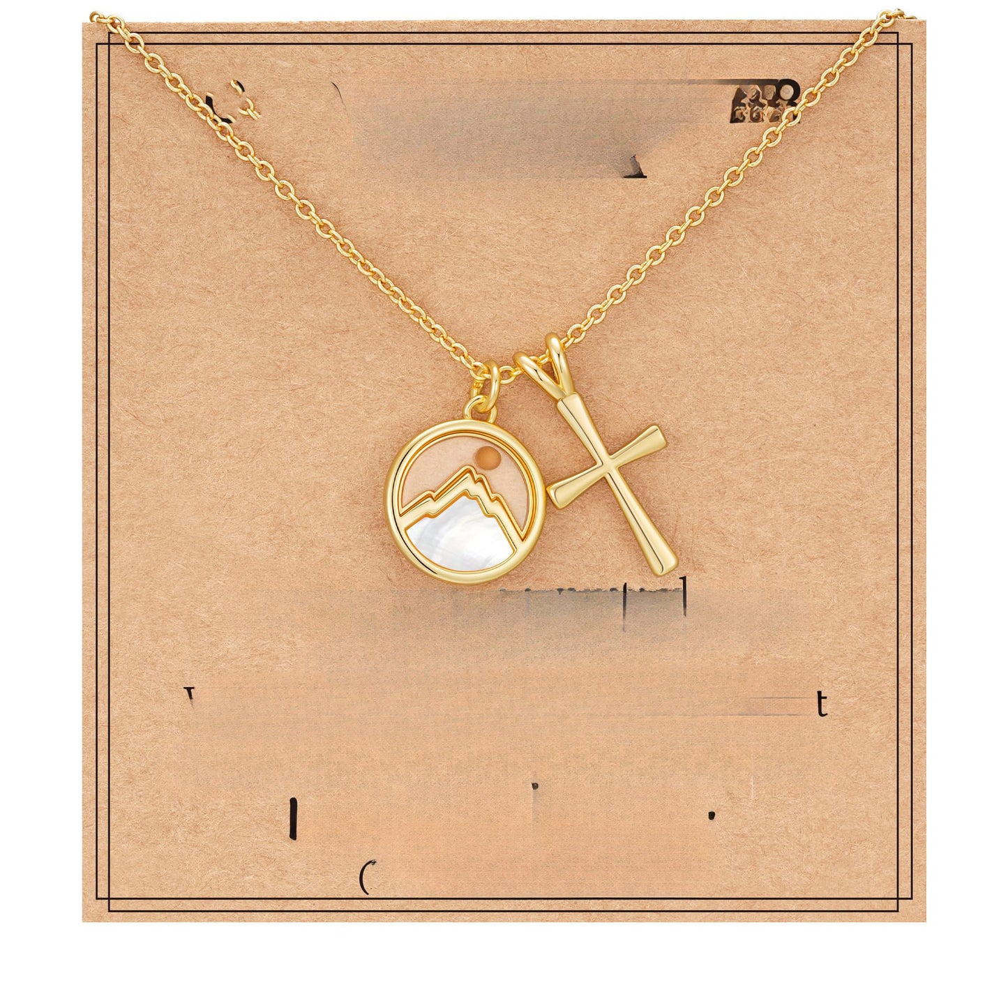 Gold Plated Stainless Steel Cross Shell Pendant Necklace Cable Chain Unisex Jewelry