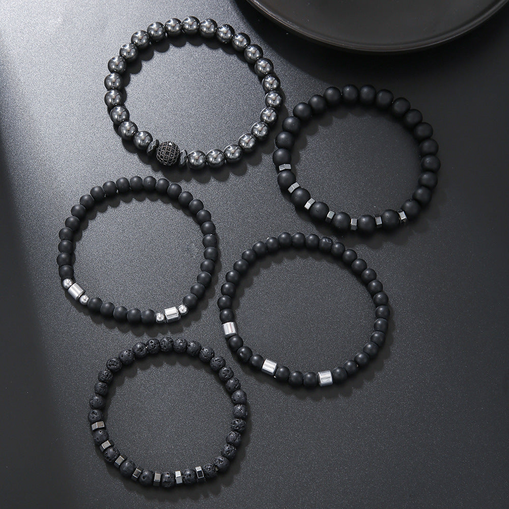 Geometric Round Brass Gemstone Bracelet Set