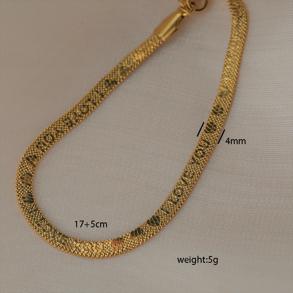 Bracciale Minimalista in Acciaio al Titanio da Donna con Placcatura in Oro 18K, Design a Catena Semplice, Set di Gioielli Versatili per Tutti i Giorni