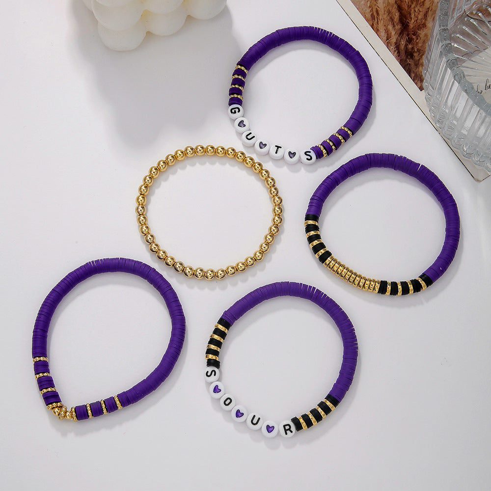 Colorful Letter Resin Beaded Bracelet Set