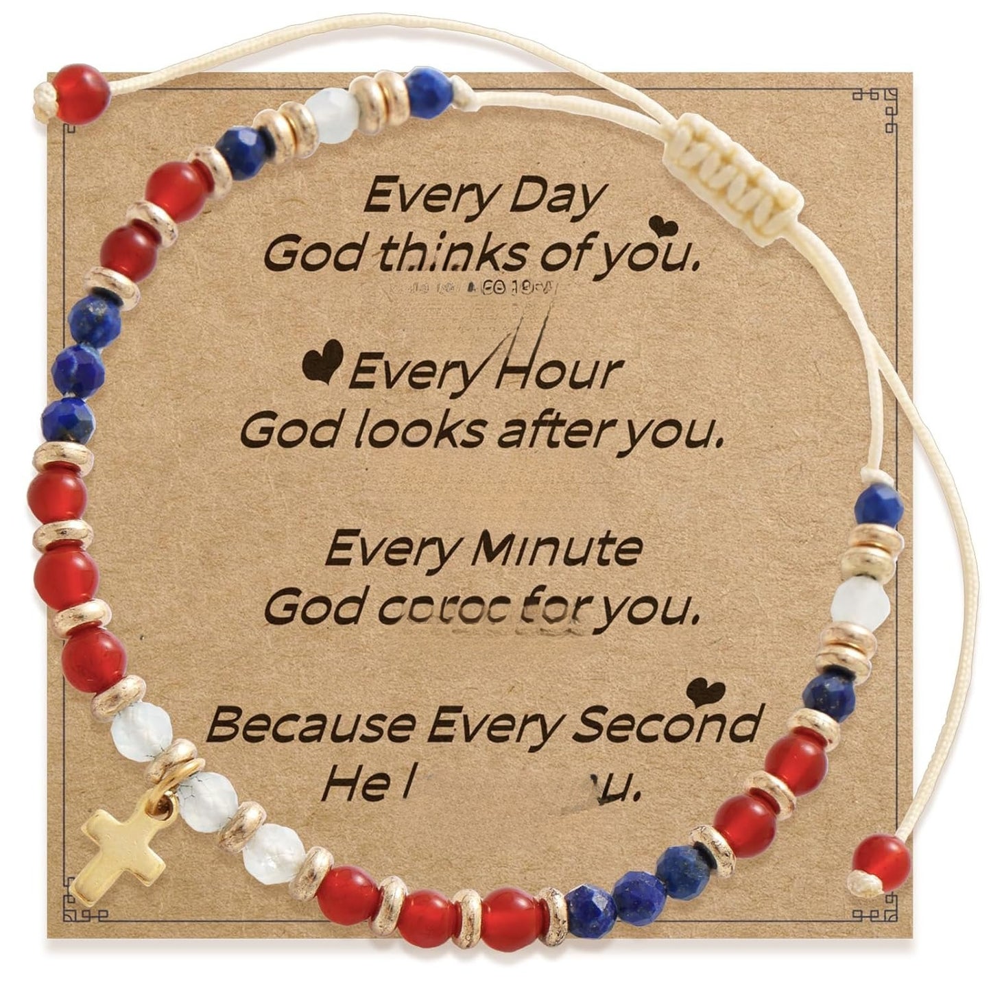 Minimalist Natural Stone Beaded Cross Bracelet for Women