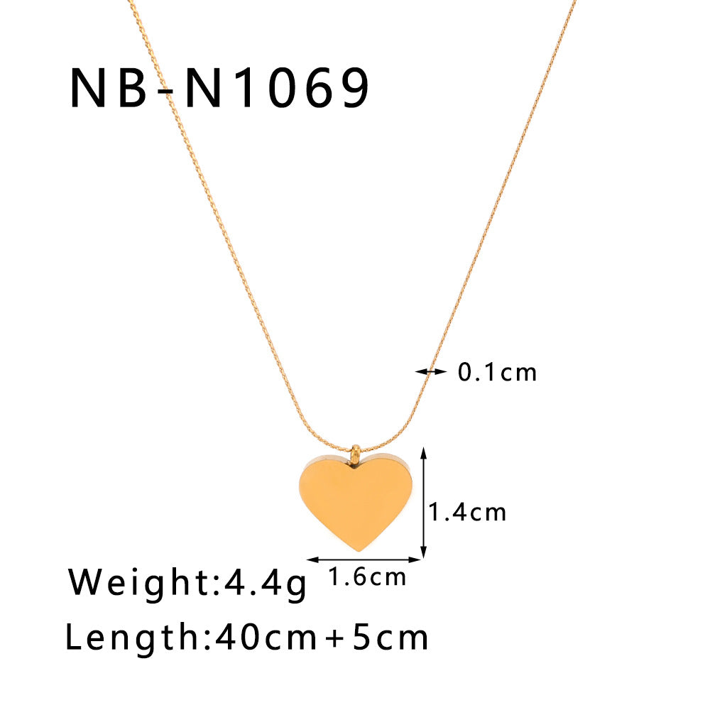 Minimalist Heart-Shaped Titanium Steel Pendant Necklace with 18K Gold Plating on O-Chain for Women