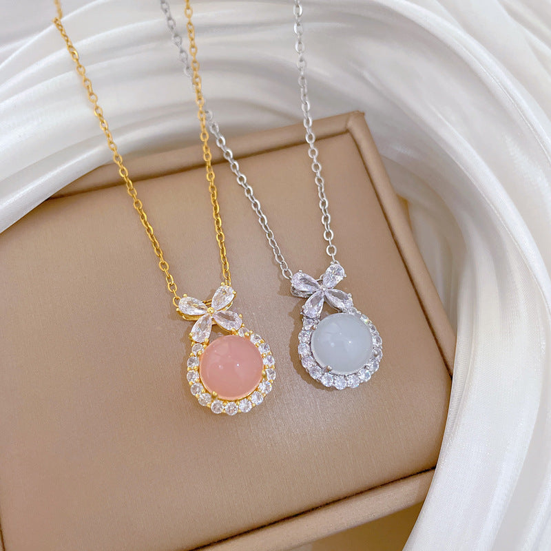 Sweet Elegant Geometric Brass Pendant Titanium Steel Plated Jewelry Set for Women